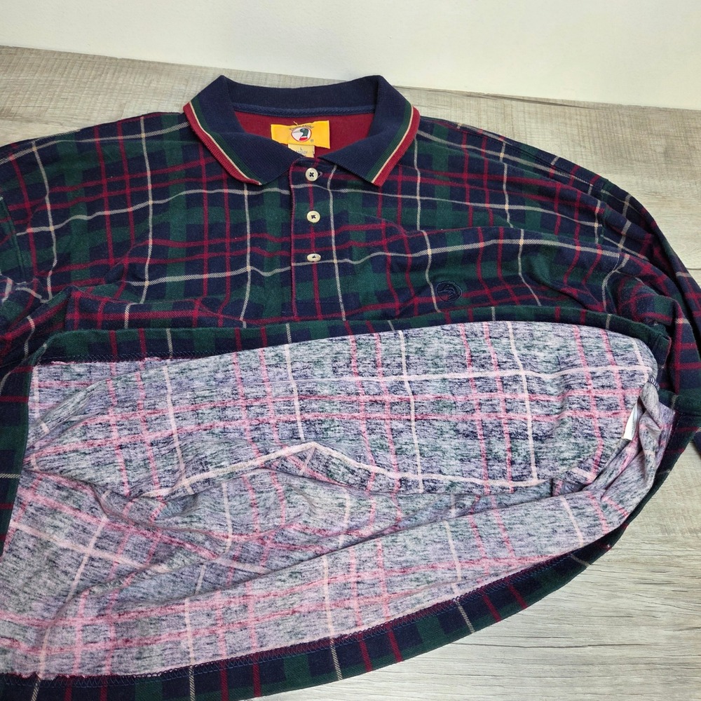 Vintage Duck Head Plaid Long Sleeve Polo Shirt Men's Large Cotton Costa Rica - Picture 5 of 9